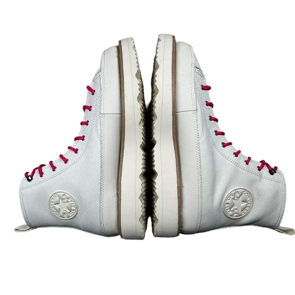 Converse Chuck Taylor All Star Shoes Womens Size 10 White Leather High Top Boots - Picture 8 of 16